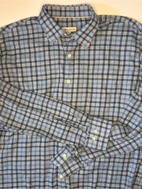 Peter Millar Light Blue and Gray Plaid Button-Down Shirt